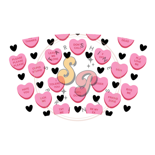 Anti-Valentine candy hearts cup wrap 24oz